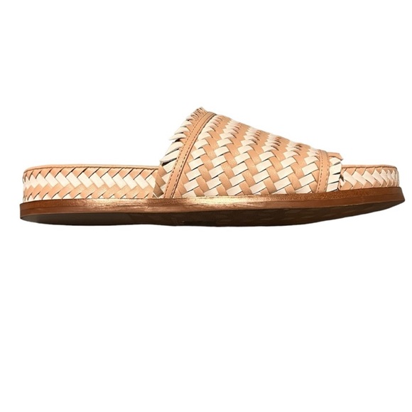 Leather Woven Blush and White Sigerson Morrison Aoven Slip on Slide Sandals - Picture 2 of 13